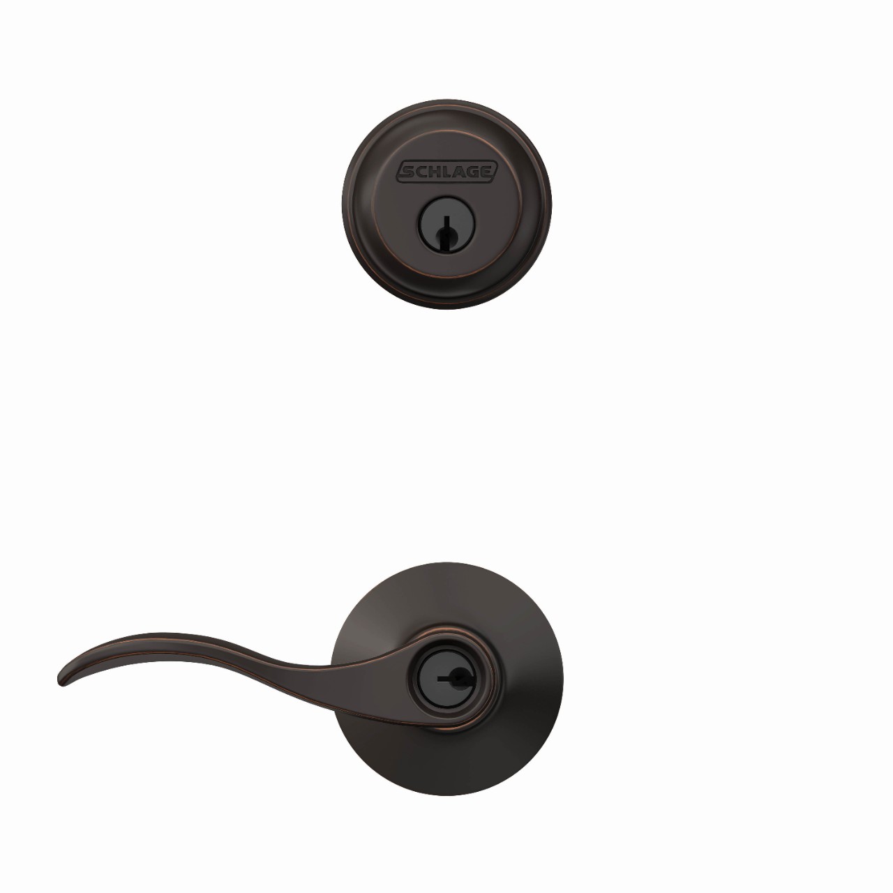 Single Cylinder Deadbolt and Accent Lever Keyed Entry Lock