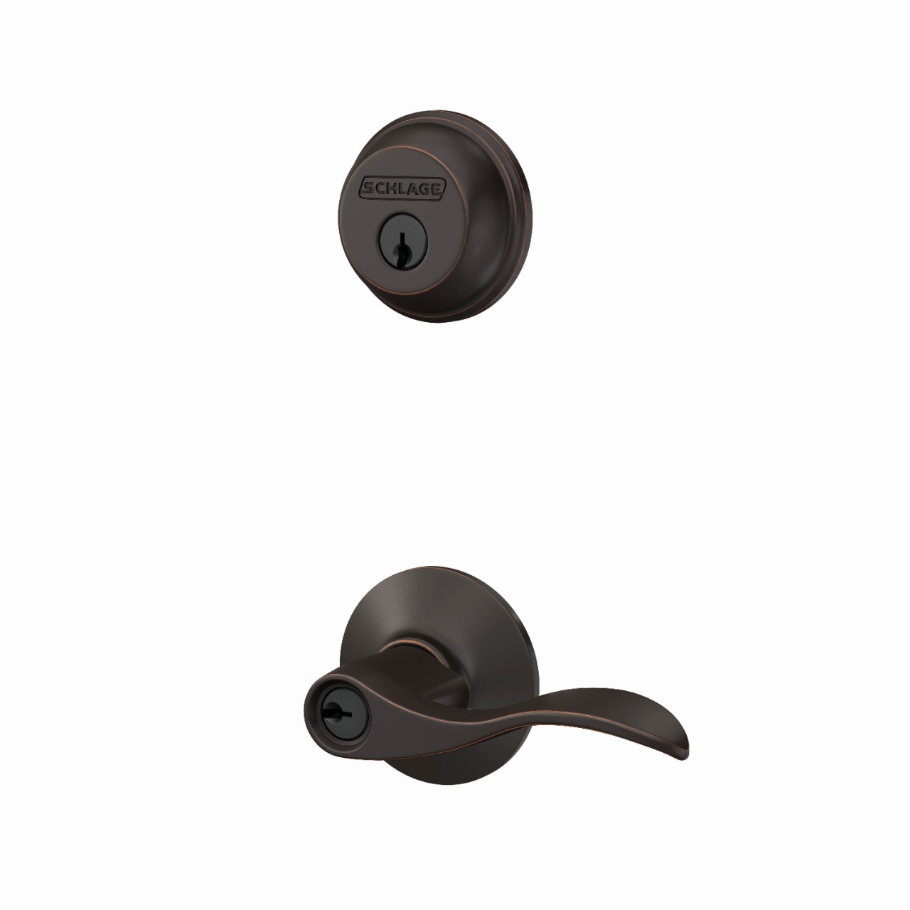 Single Cylinder Deadbolt and Accent Lever Keyed Entry Lock