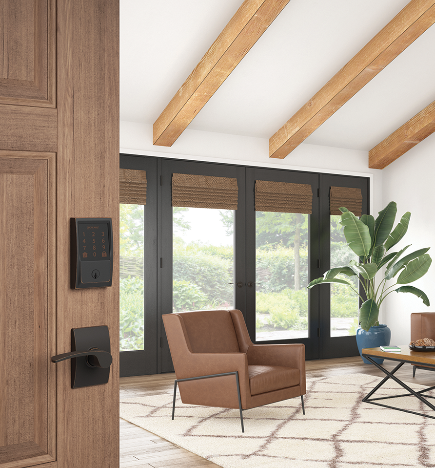 Living room with door open 